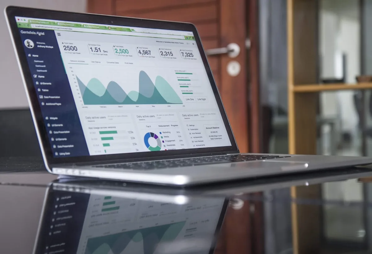 Marketing analytics dashboard on a laptop