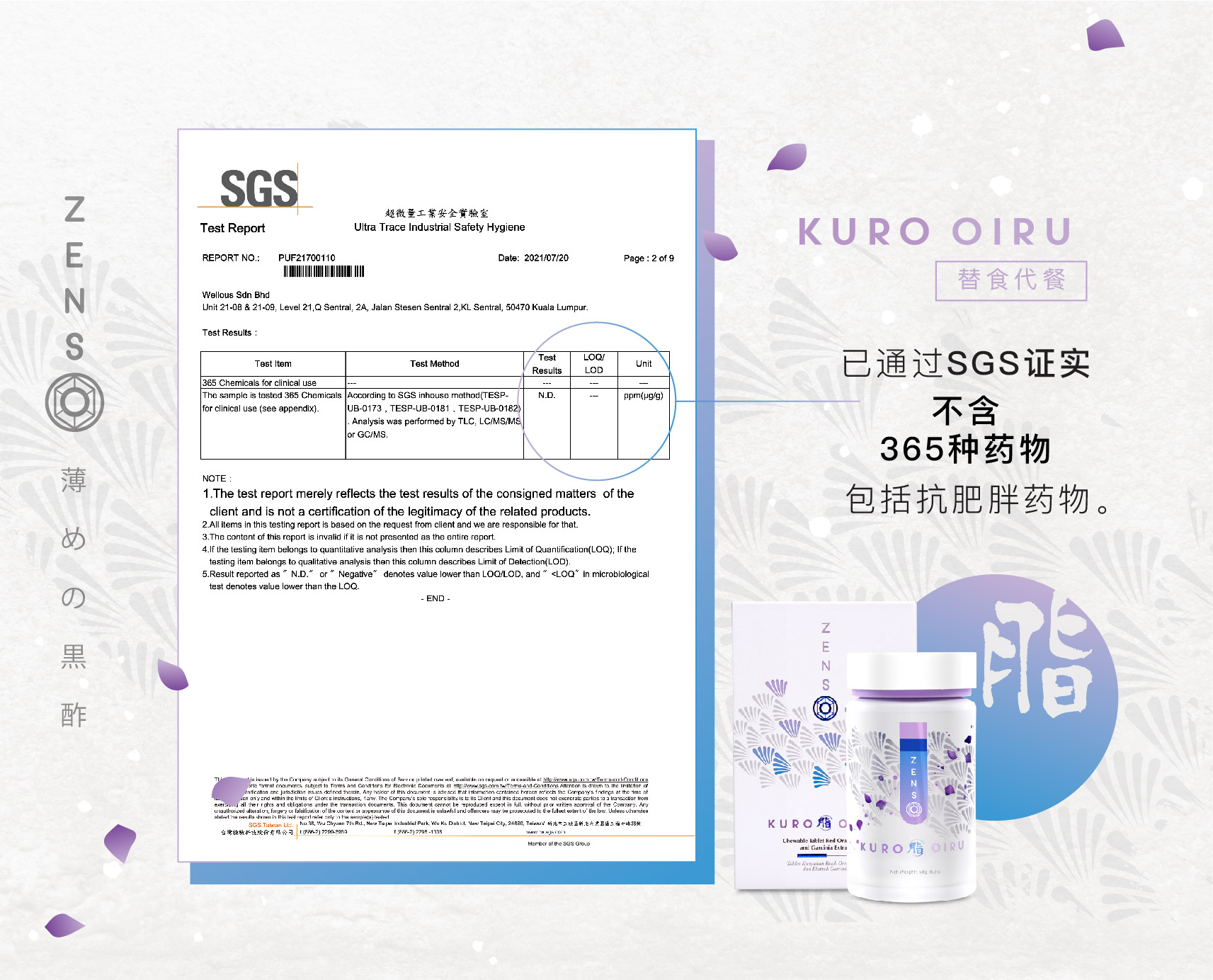 ZENSO OIRU 阻油 不含36种药物认证