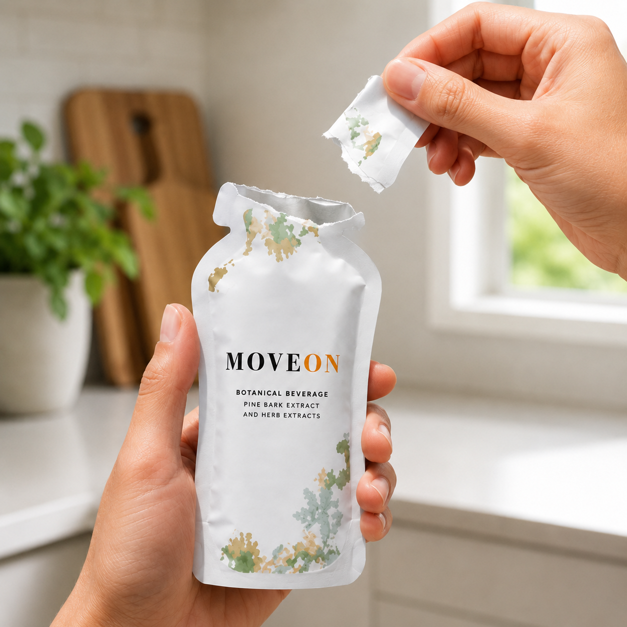 Tear open and drink MOVEON liquid sachet