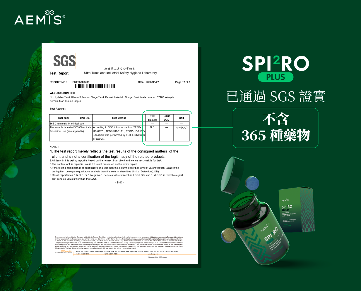 不含365種藥物成分