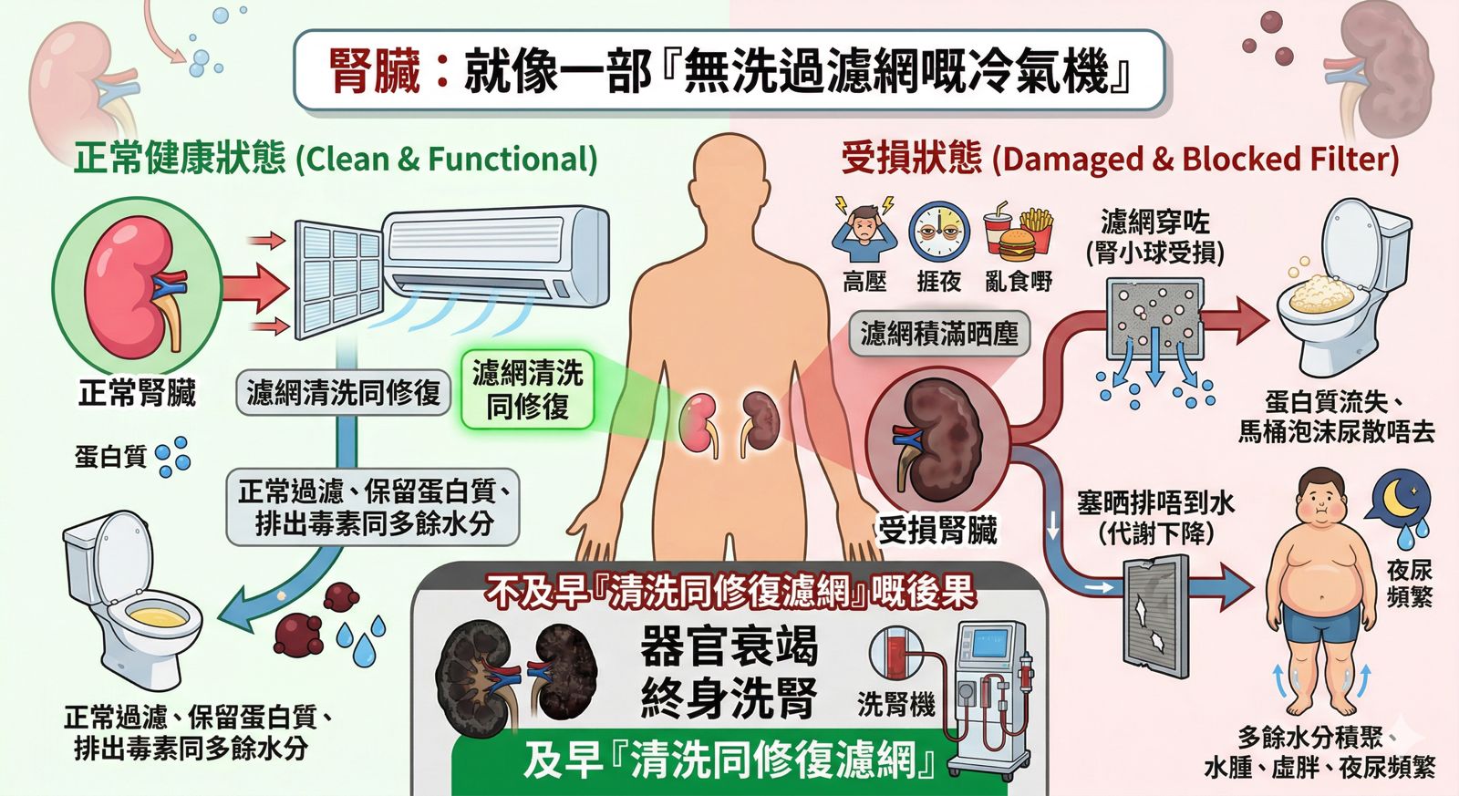腎臟過濾網比喻圖解