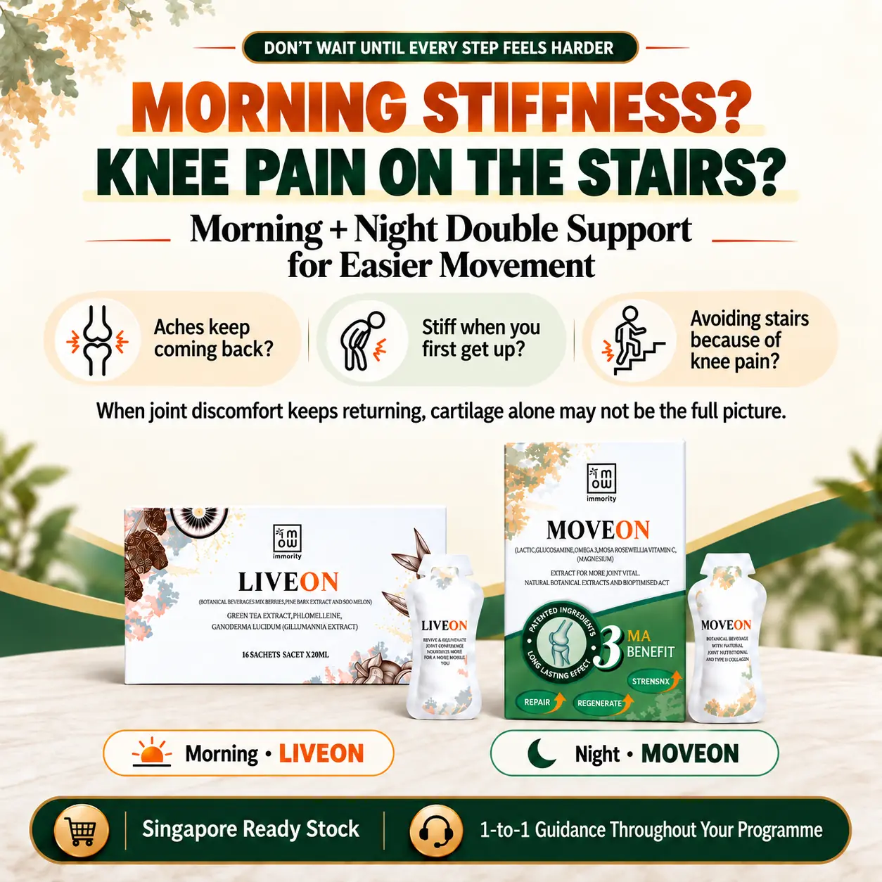 Morning stiffness and knee pain on stairs