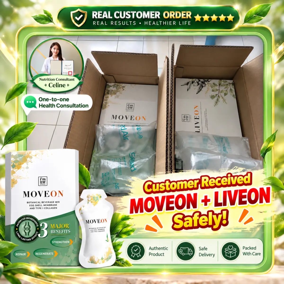 Singapore customer received MOVEON and LIVEON safely in the shipping box