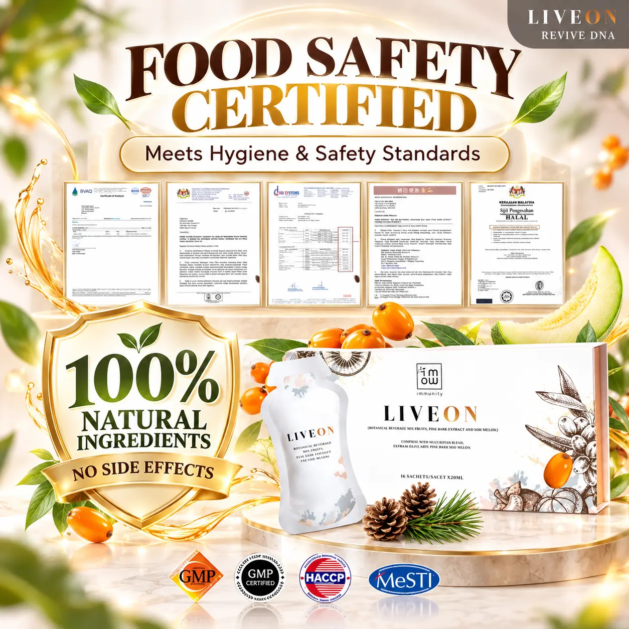 LIVEON food safety certifications and quality standards