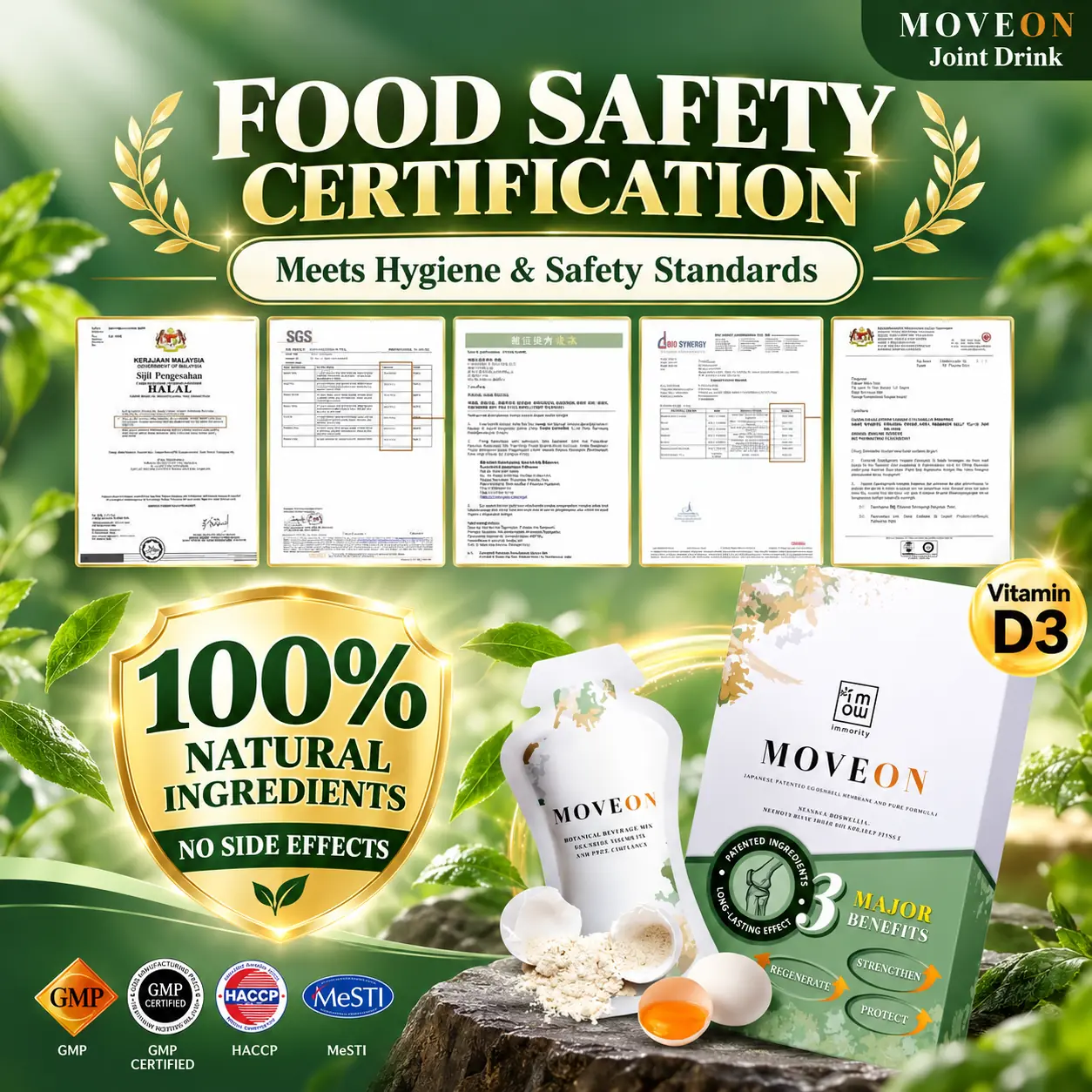 MOVEON food safety certifications and quality standards