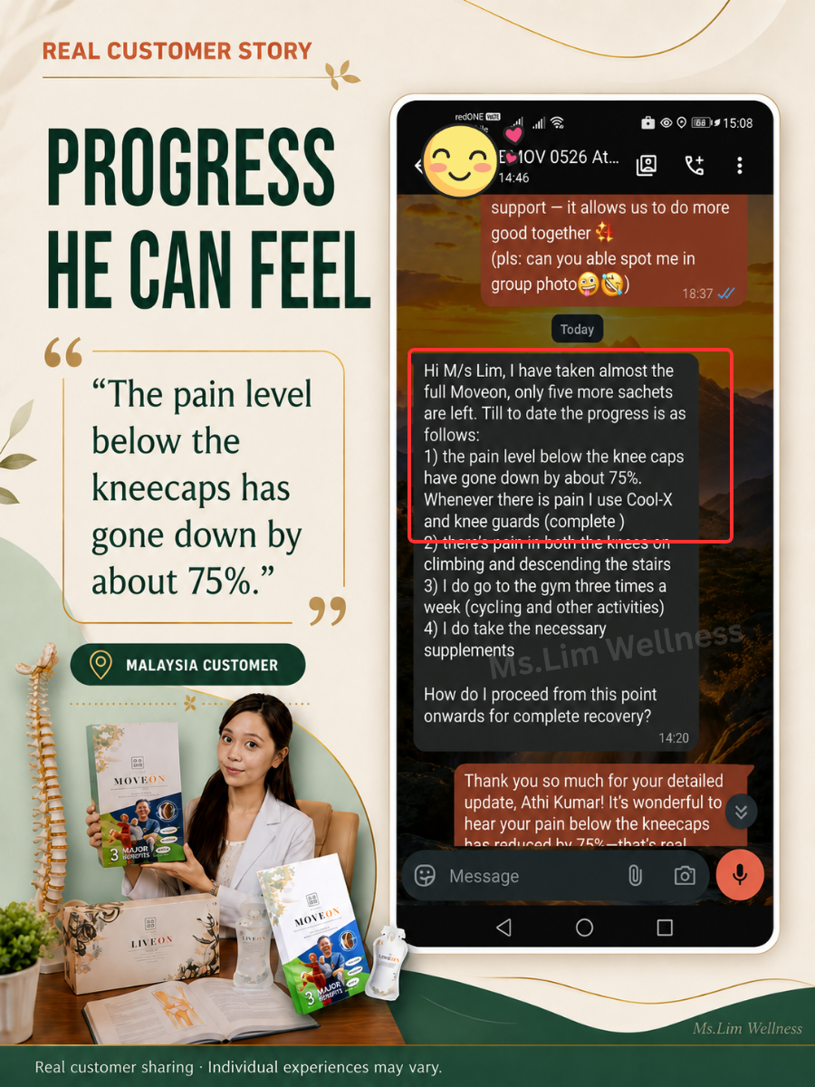 Customer sharing about reduced discomfort below the kneecaps