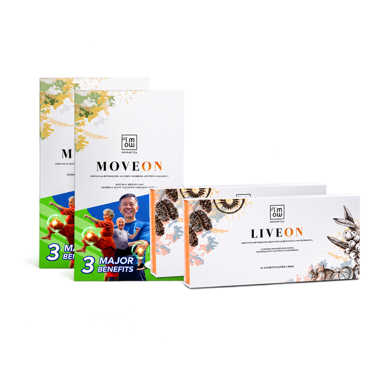 Recommended set with two boxes of MoveOn and two boxes of LiveOn